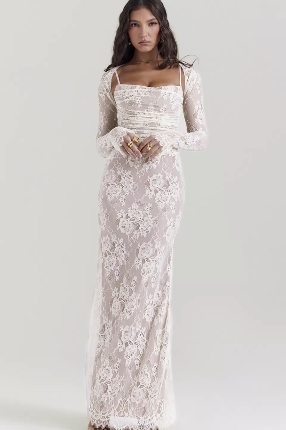 House of CB 'Artemis' Vintage Cream Lace Maxi Dress Flash Sale