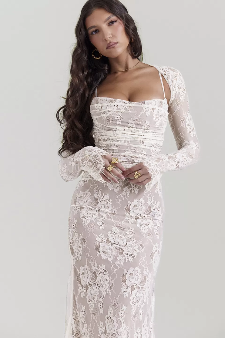 House of CB 'Artemis' Vintage Cream Lace Maxi Dress Flash Sale