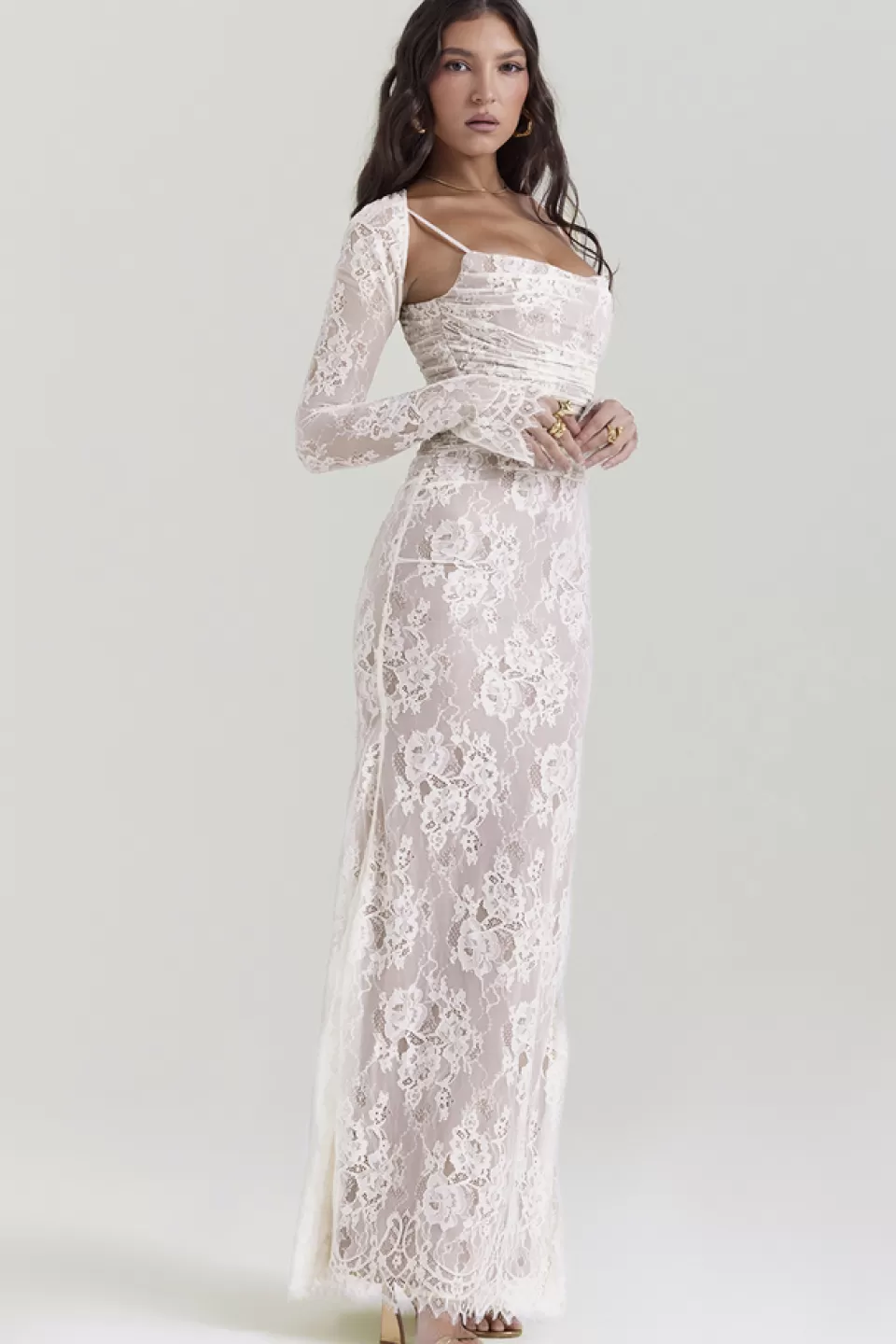 House of CB 'Artemis' Vintage Cream Lace Maxi Dress Flash Sale