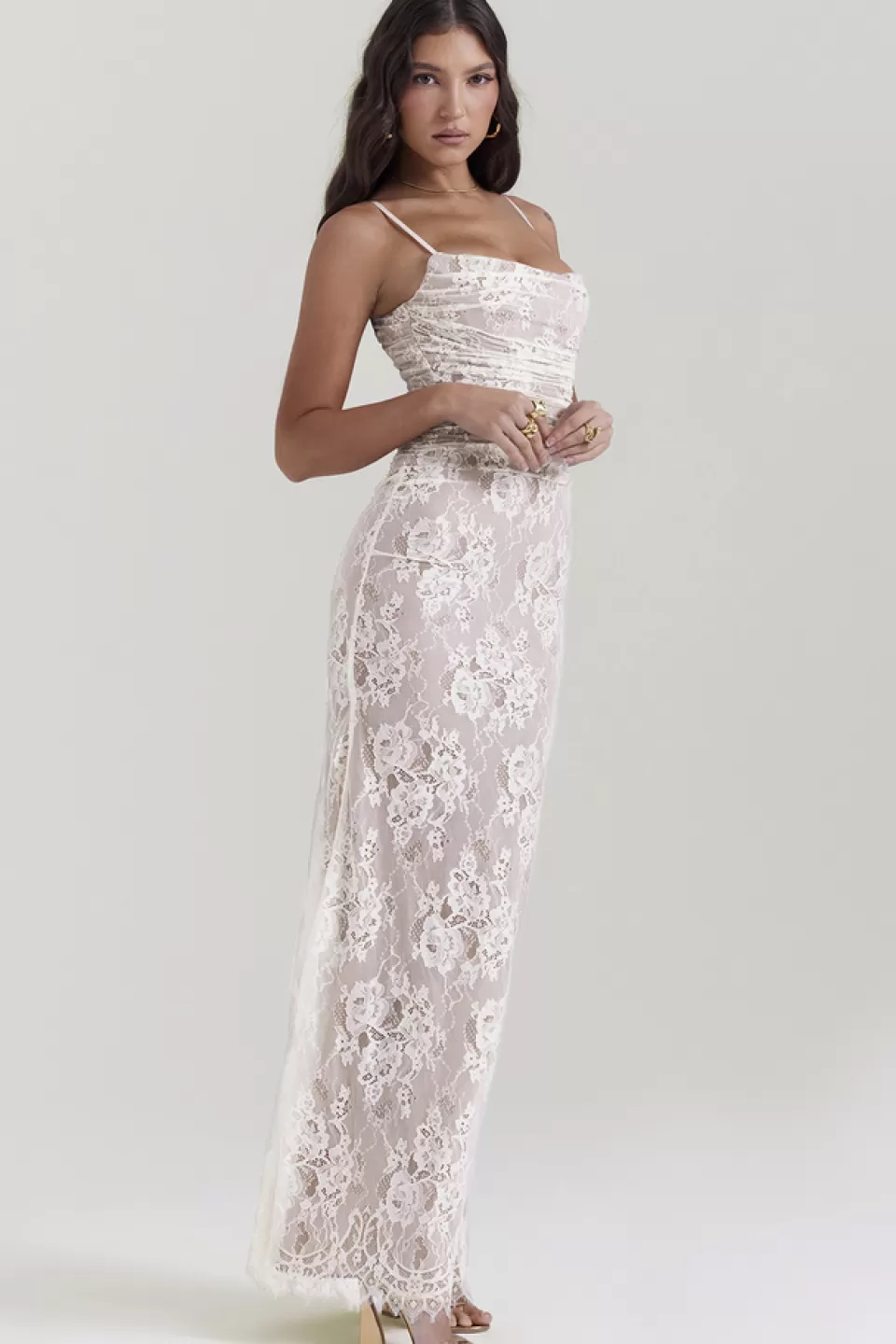 House of CB 'Artemis' Vintage Cream Lace Maxi Dress Flash Sale