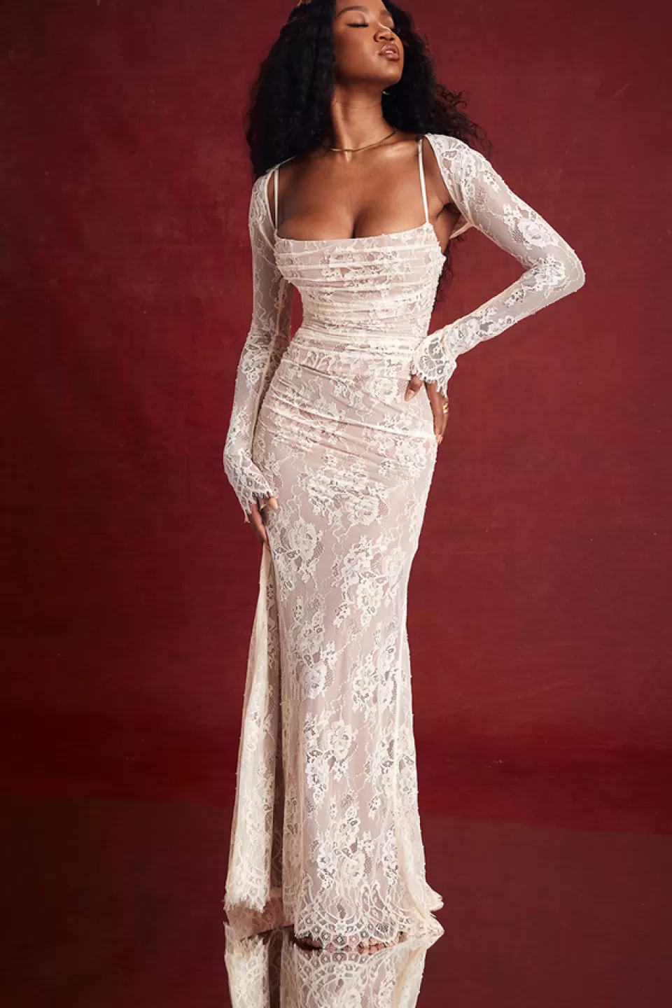 House of CB 'Artemis' Vintage Cream Lace Maxi Dress Flash Sale