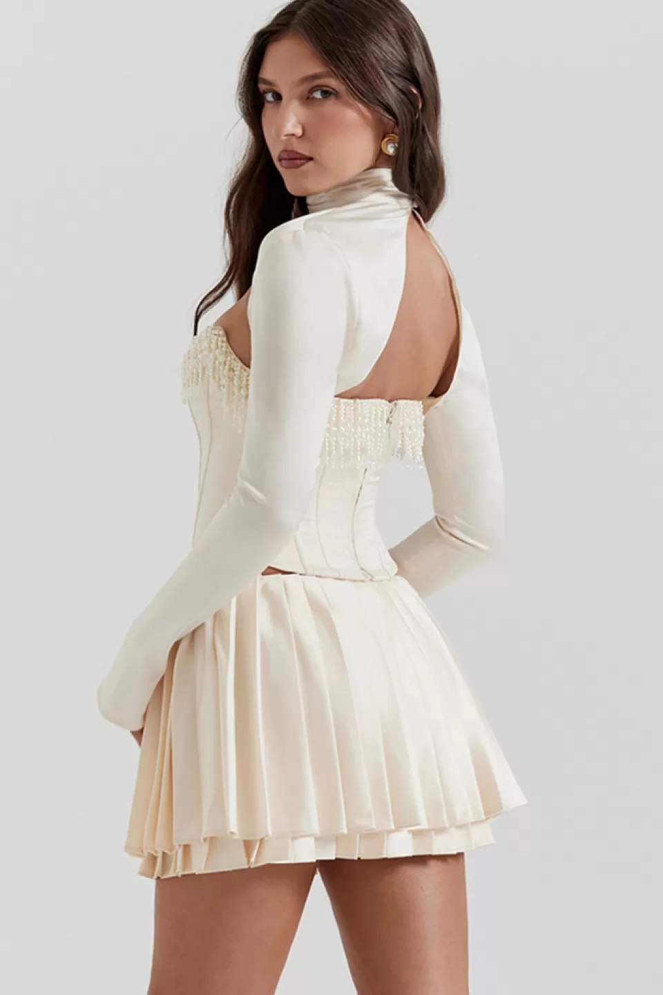 House of CB 'Aubrie' Vintage Cream Embellished Satin Corset Fashion