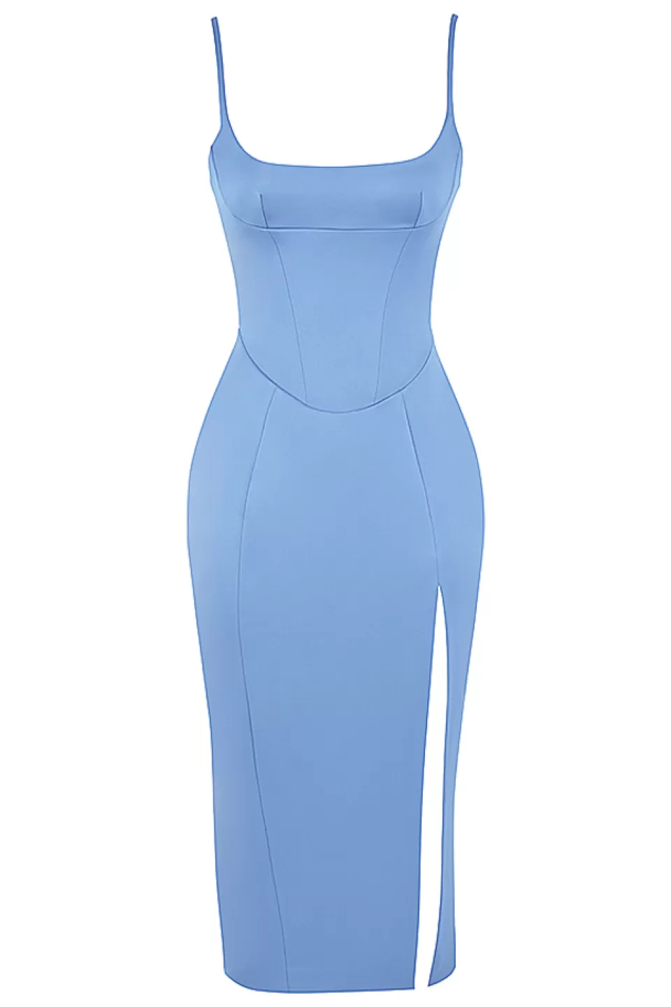 House of CB 'Casimira' Cornflower Blue Satin Corset Midi Dress Best Sale