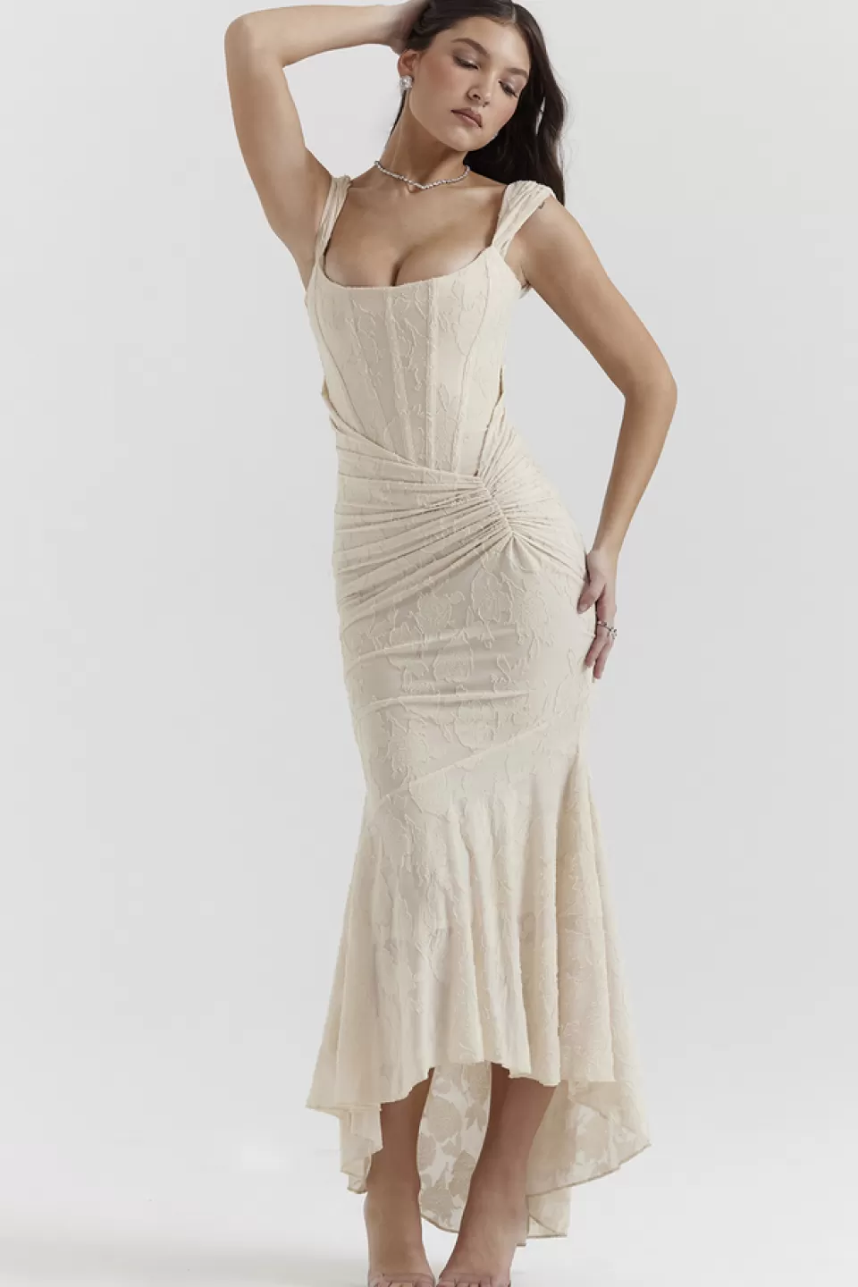 House of CB 'Cesca' Vintage Cream Floral Maxi Dress Flash Sale