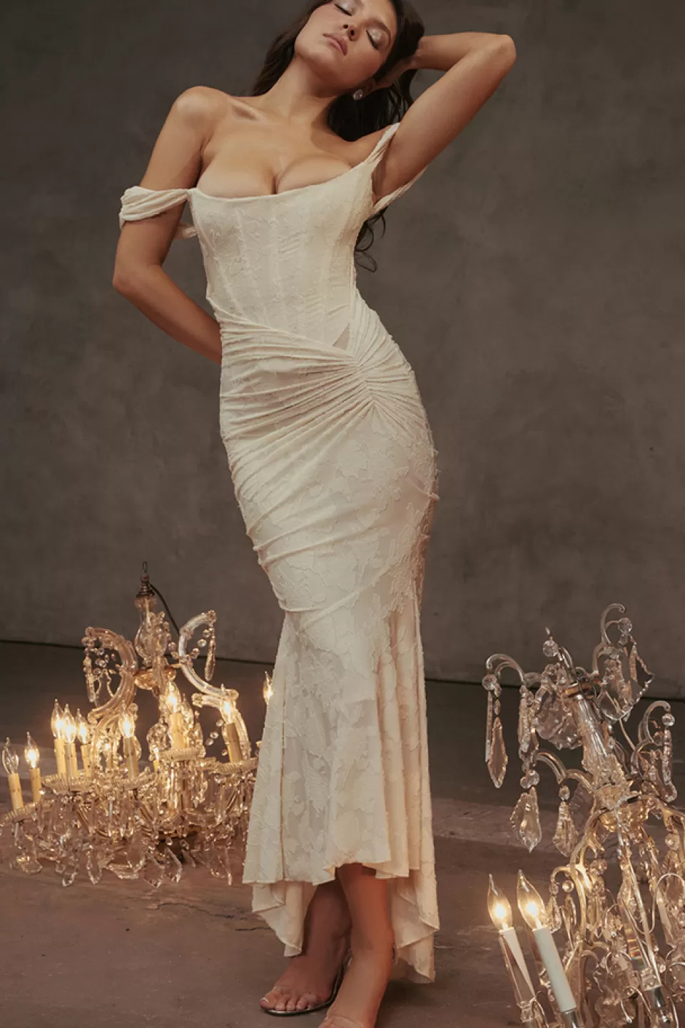 House of CB 'Cesca' Vintage Cream Floral Maxi Dress Flash Sale