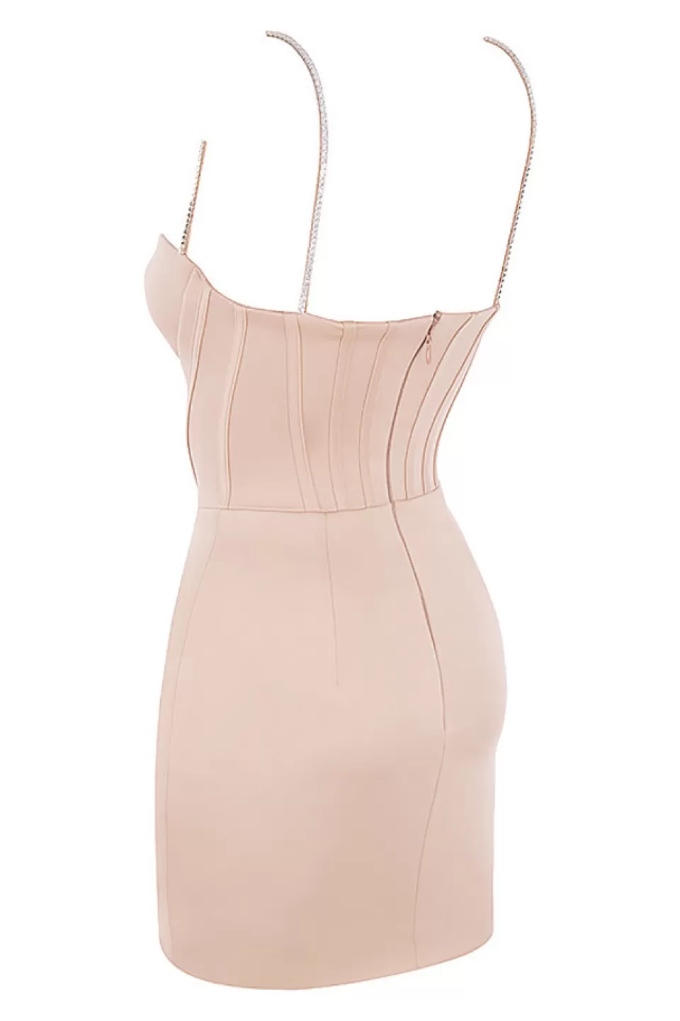House of CB 'Cordelia' Beige Corset Mini Dress with Crystal Straps New