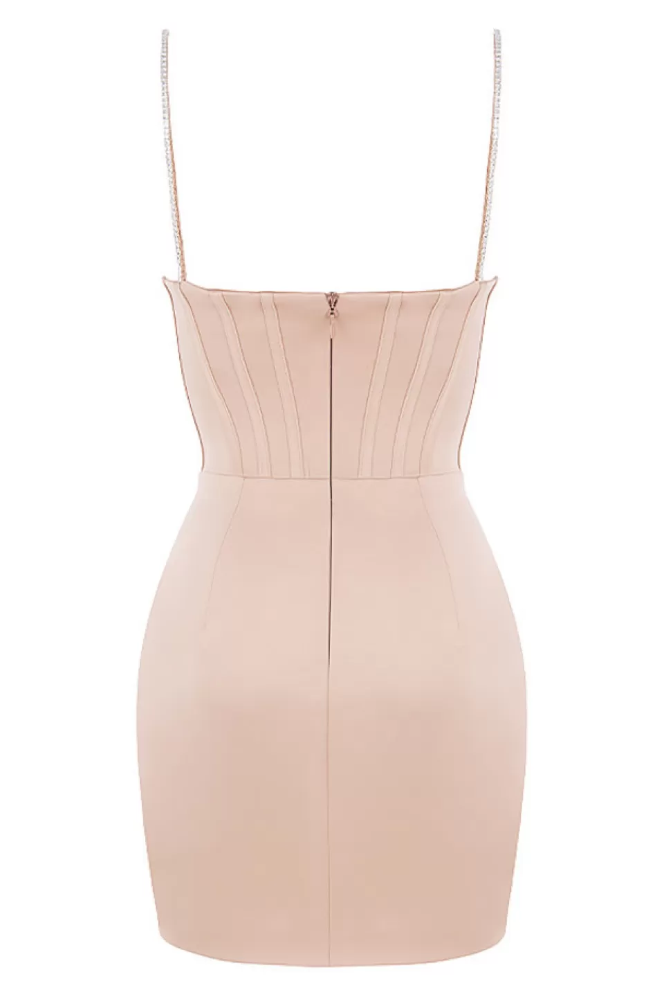 House of CB 'Cordelia' Beige Corset Mini Dress with Crystal Straps New