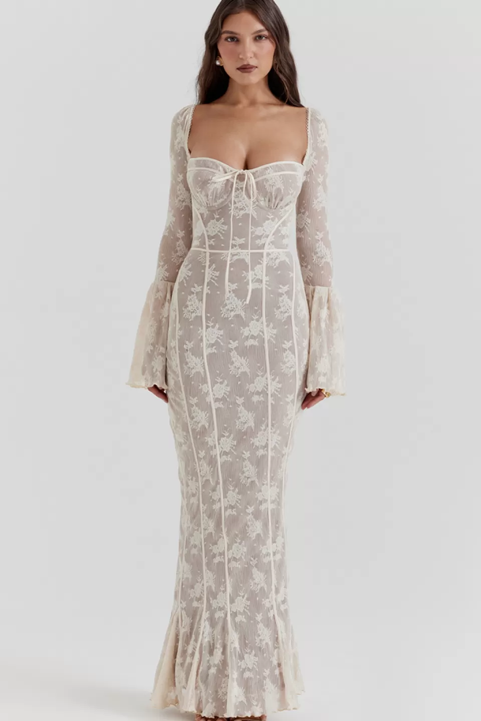 House of CB 'Delilah' Vintage Cream Lace Maxi Dress Sale