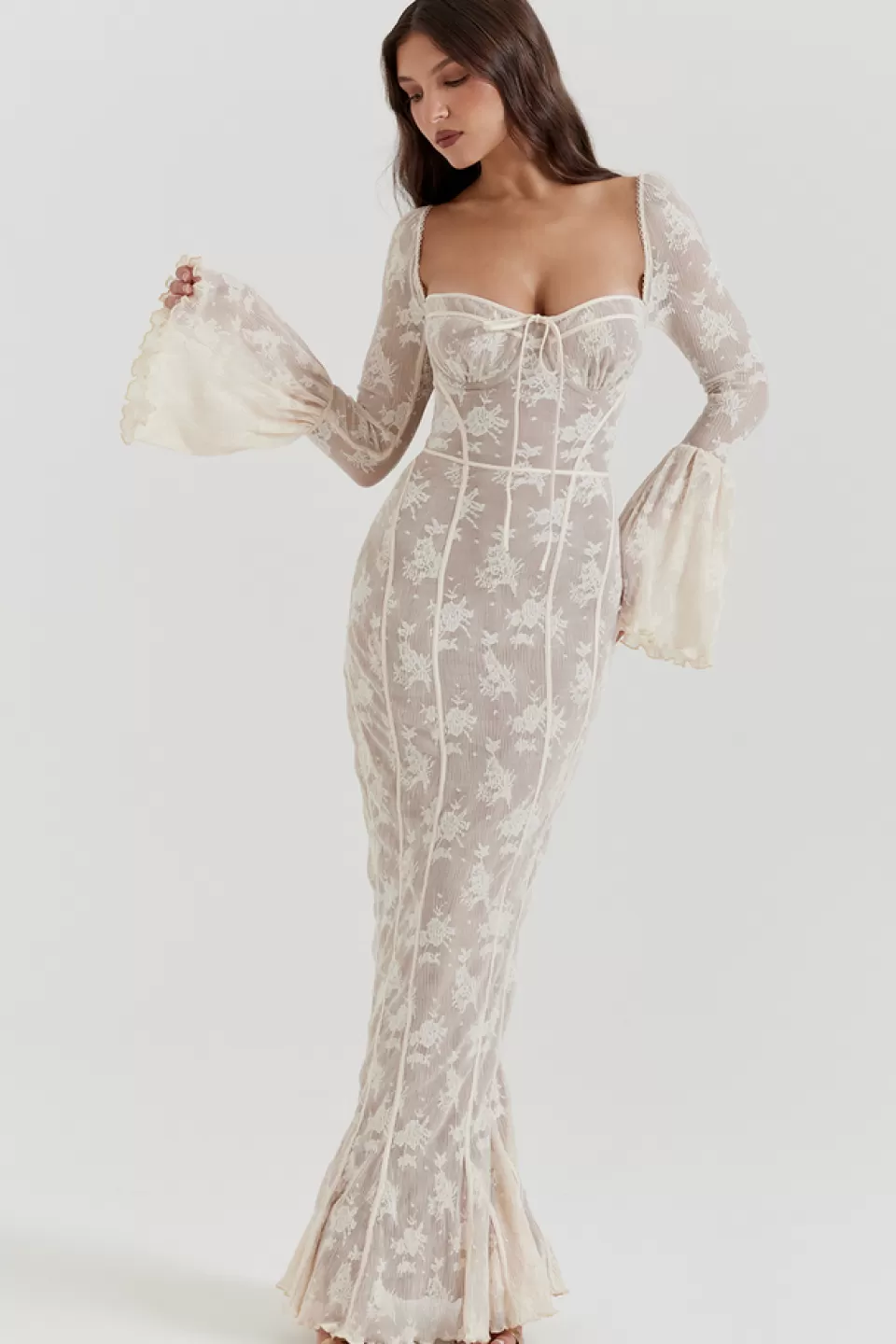 House of CB 'Delilah' Vintage Cream Lace Maxi Dress Sale