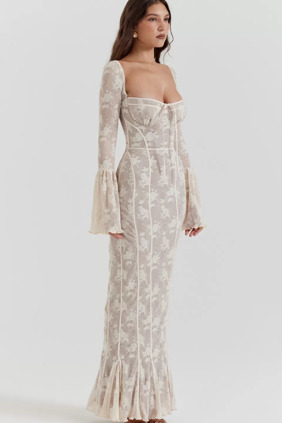 House of CB 'Delilah' Vintage Cream Lace Maxi Dress Sale