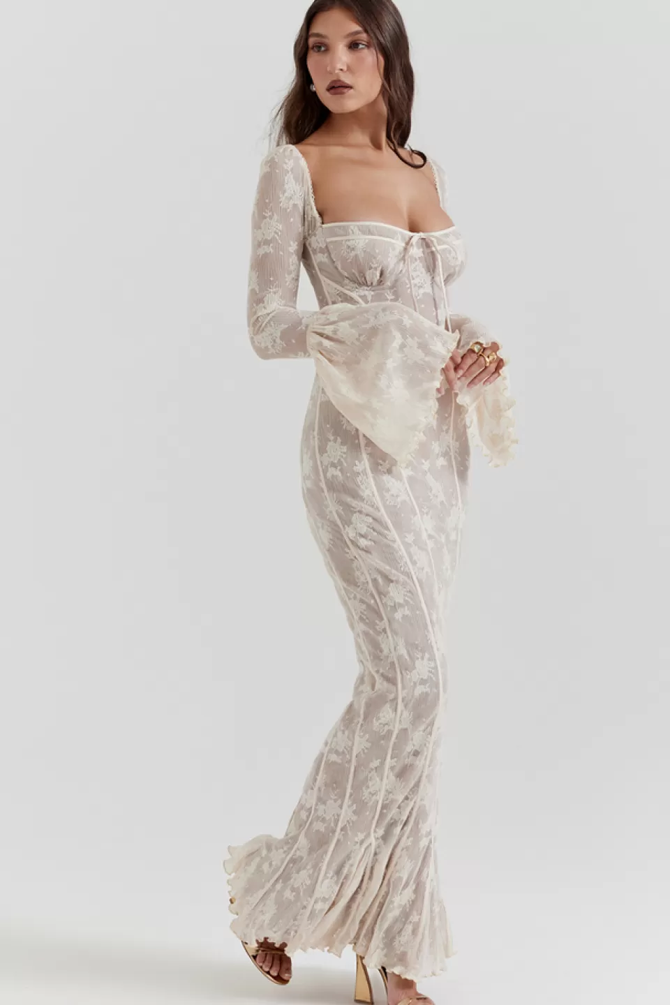 House of CB 'Delilah' Vintage Cream Lace Maxi Dress Sale