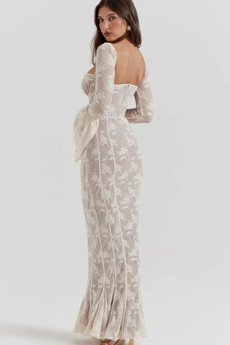 House of CB 'Delilah' Vintage Cream Lace Maxi Dress Sale
