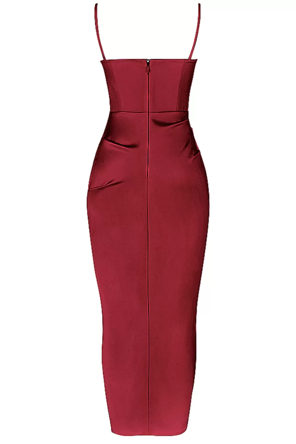 House of CB 'Flora' Wine Satin Pleated Corset Midi Dress Sale
