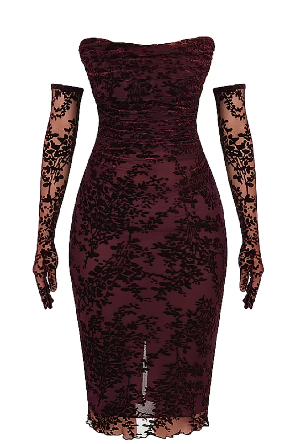 House of CB 'Isadora' Black Cherry Devore Corset Dress Outlet