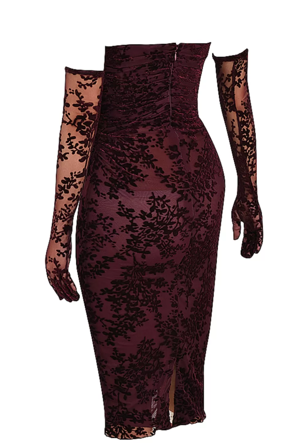 House of CB 'Isadora' Black Cherry Devore Corset Dress Outlet