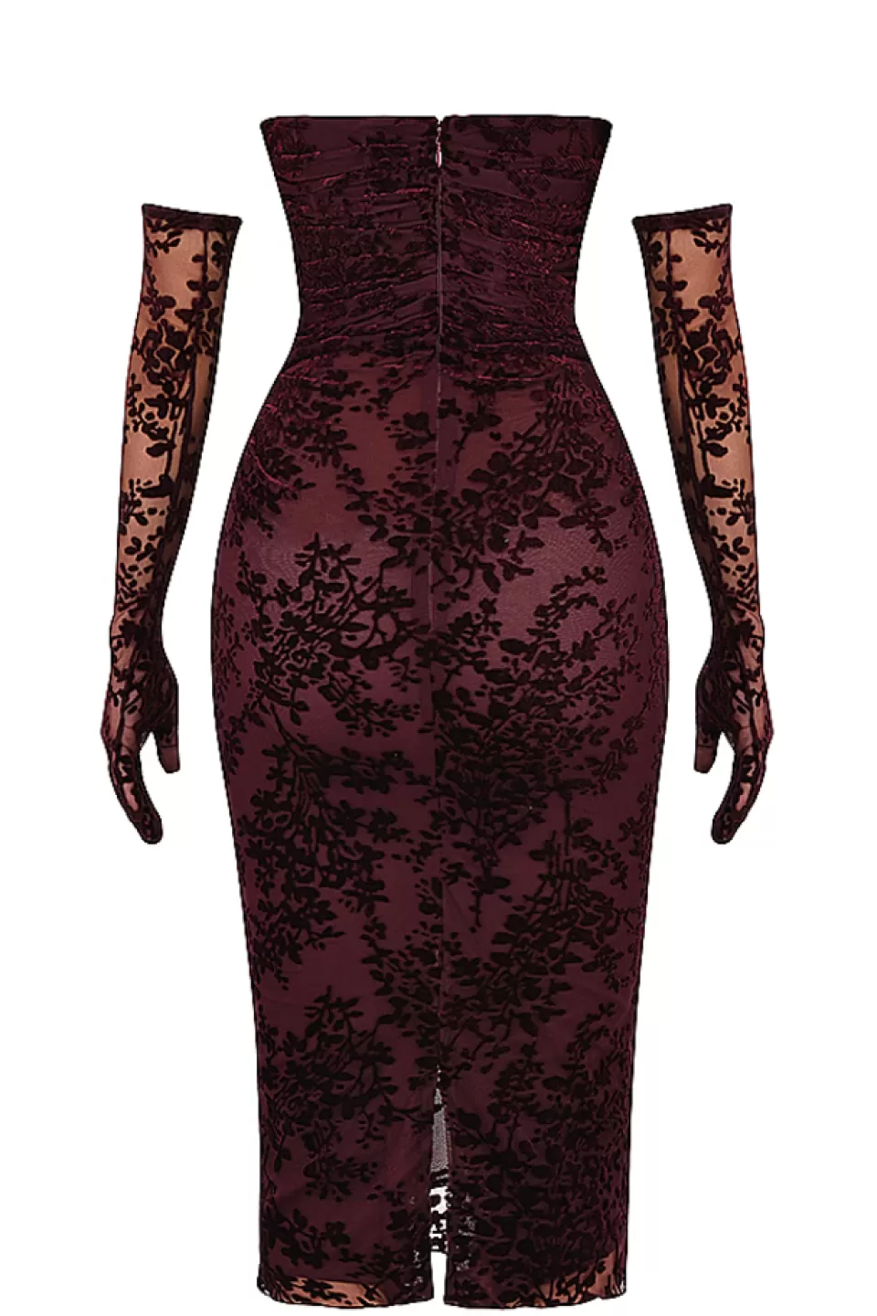 House of CB 'Isadora' Black Cherry Devore Corset Dress Outlet