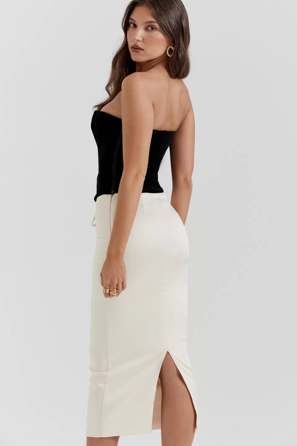 House of CB 'Jaina' Black & Vintage Cream Strapless Corset Dress Discount