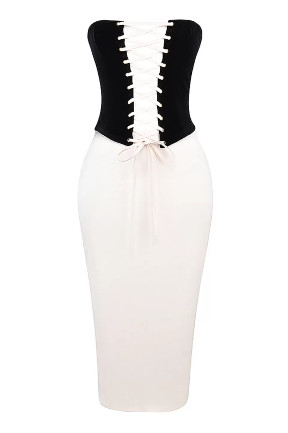 House of CB 'Jaina' Black & Vintage Cream Strapless Corset Dress Discount
