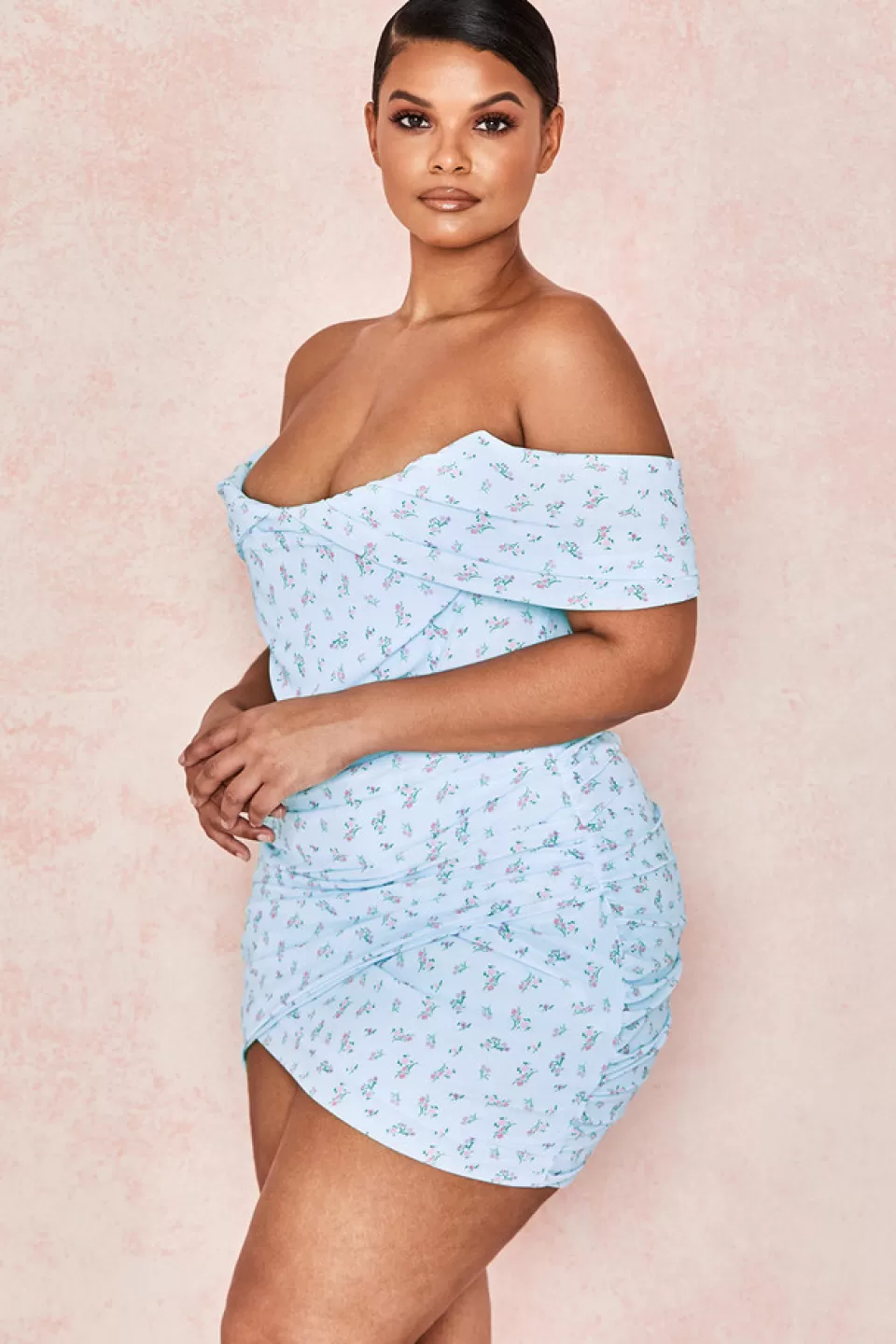 House of CB 'Luna' Blue Floral Draped Corset Mini Dress Best