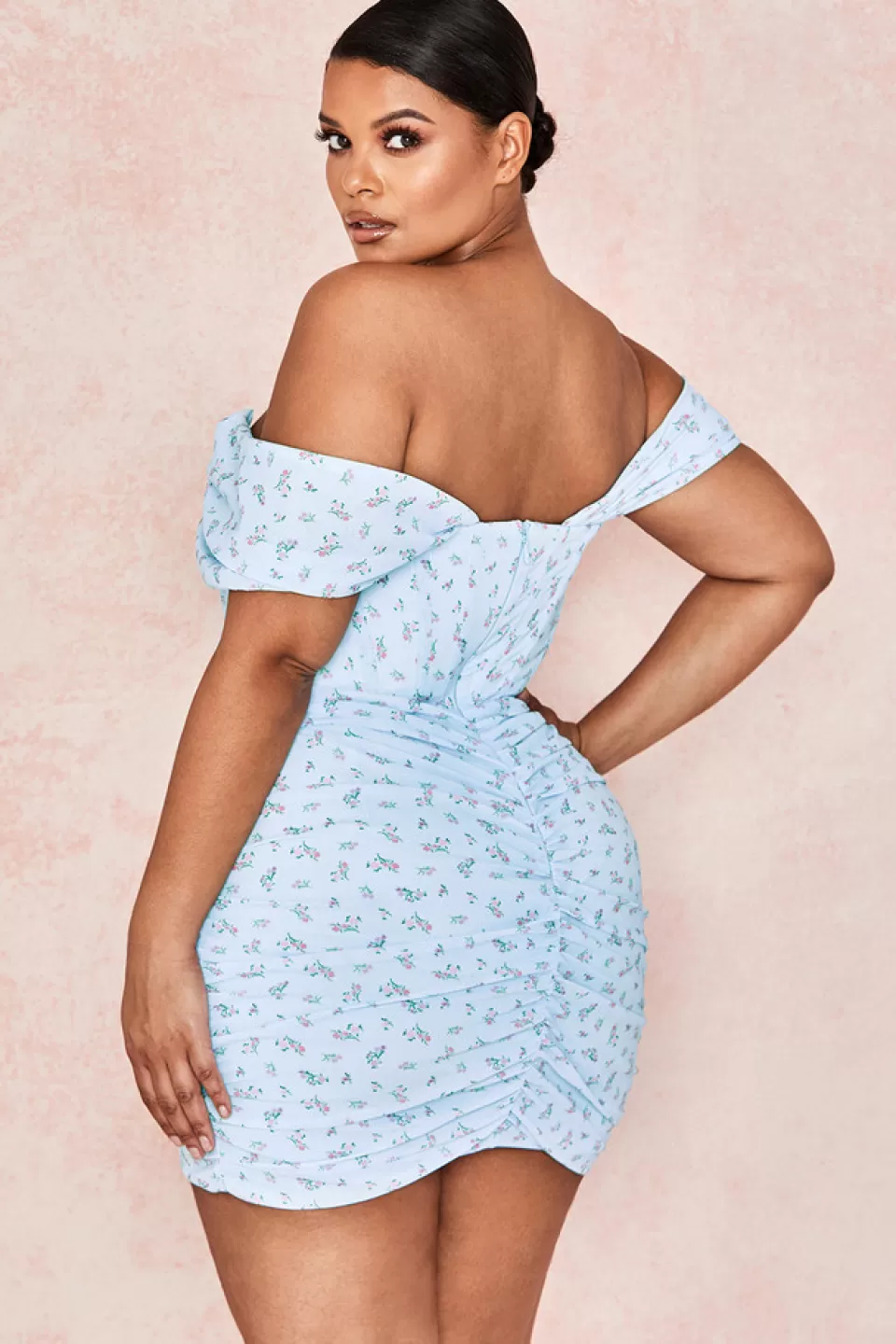 House of CB 'Luna' Blue Floral Draped Corset Mini Dress Best
