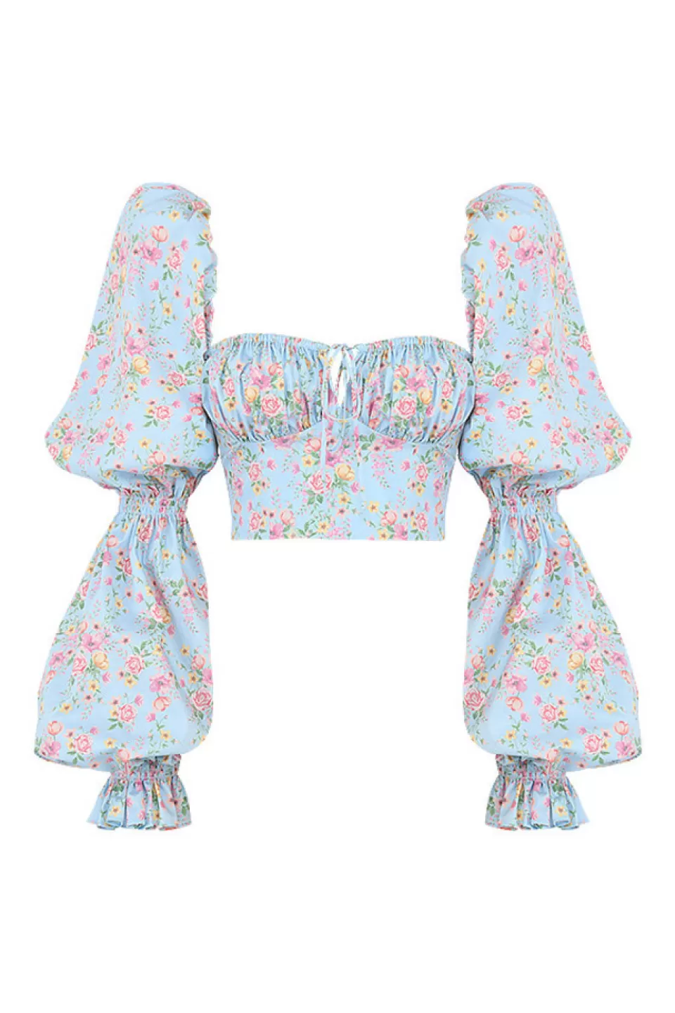 House of CB 'Millicent' Blue Vintage Floral Cropped Corset Top Flash Sale