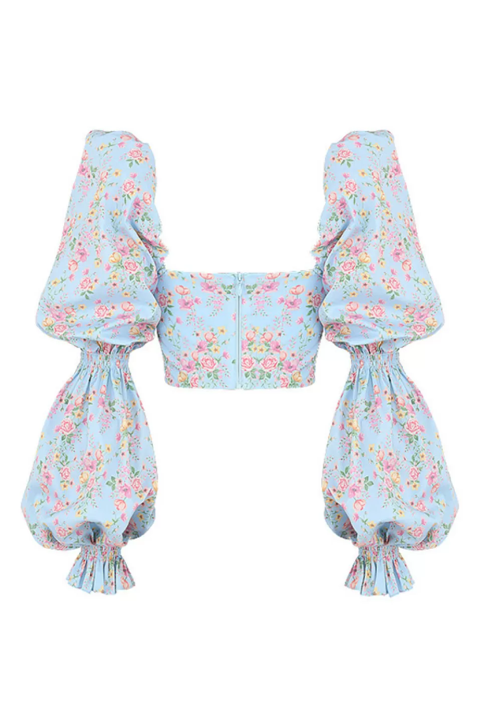 House of CB 'Millicent' Blue Vintage Floral Cropped Corset Top Flash Sale