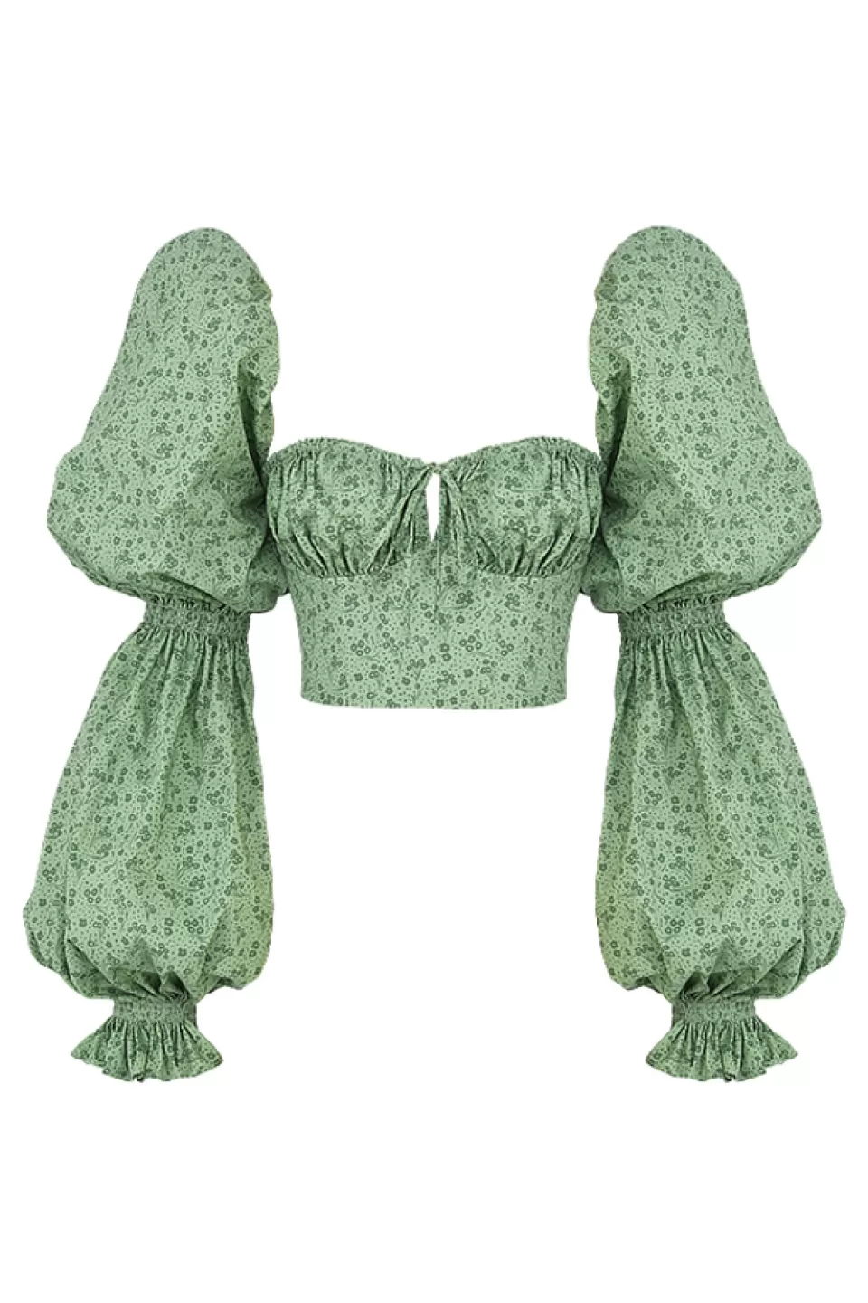 House of CB 'Millicent' Green Tonal Floral Cropped Corset Top Store