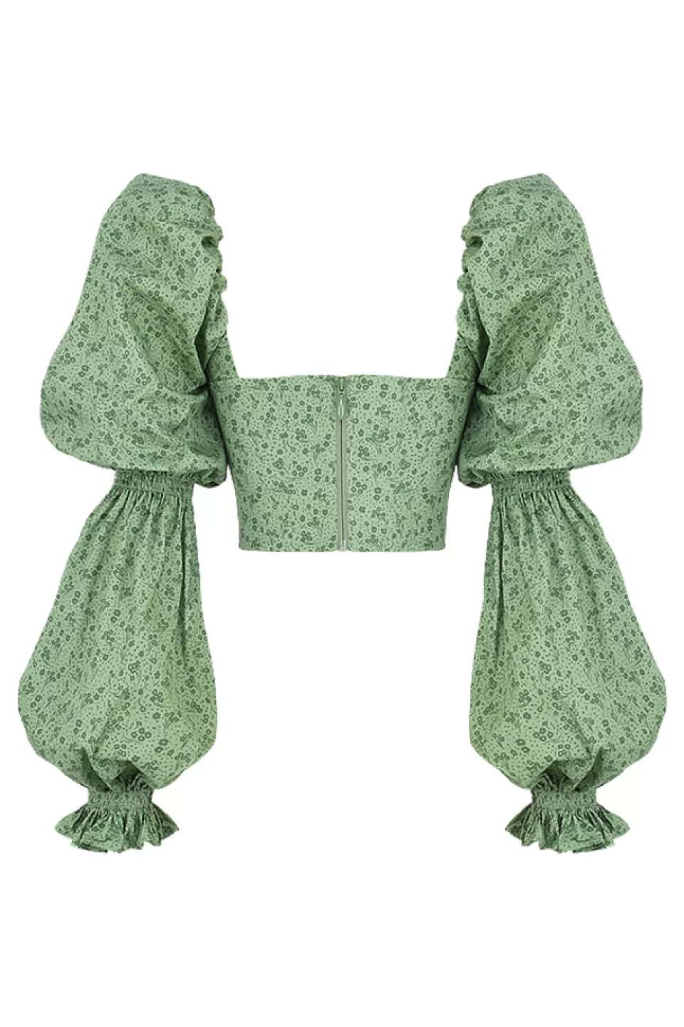 House of CB 'Millicent' Green Tonal Floral Cropped Corset Top Store