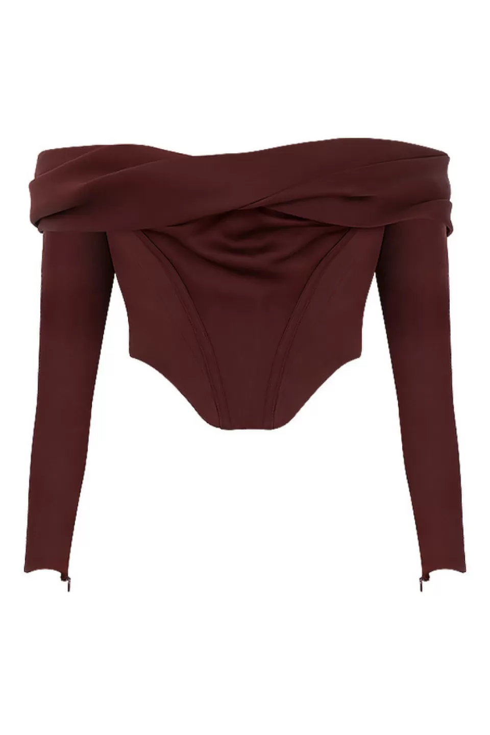House of CB 'Morgan' Raisin Satin Off Shoulder Draped Corset Online