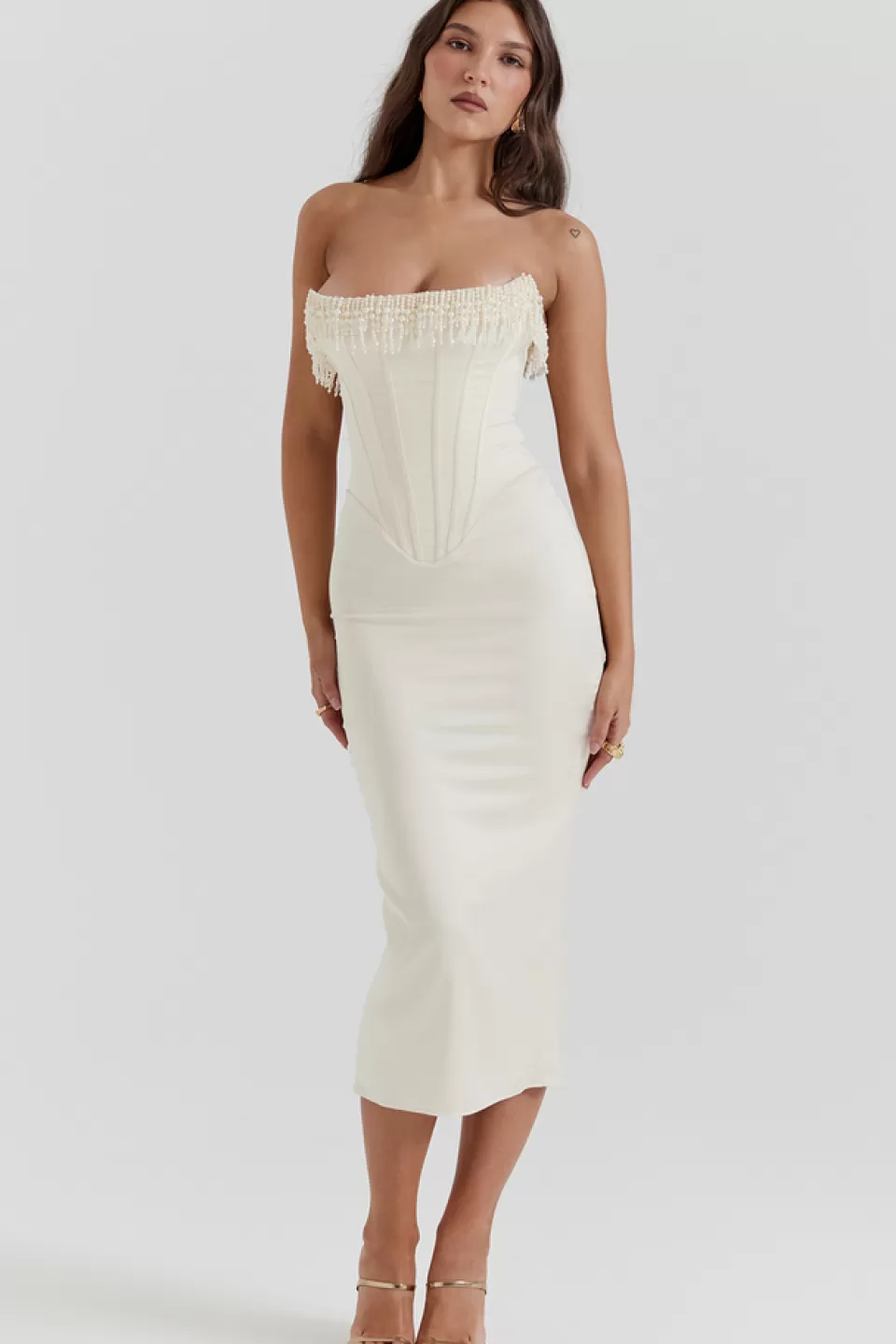 House of CB 'Nalita' Vintage Cream Embellished Strapless Dress Best