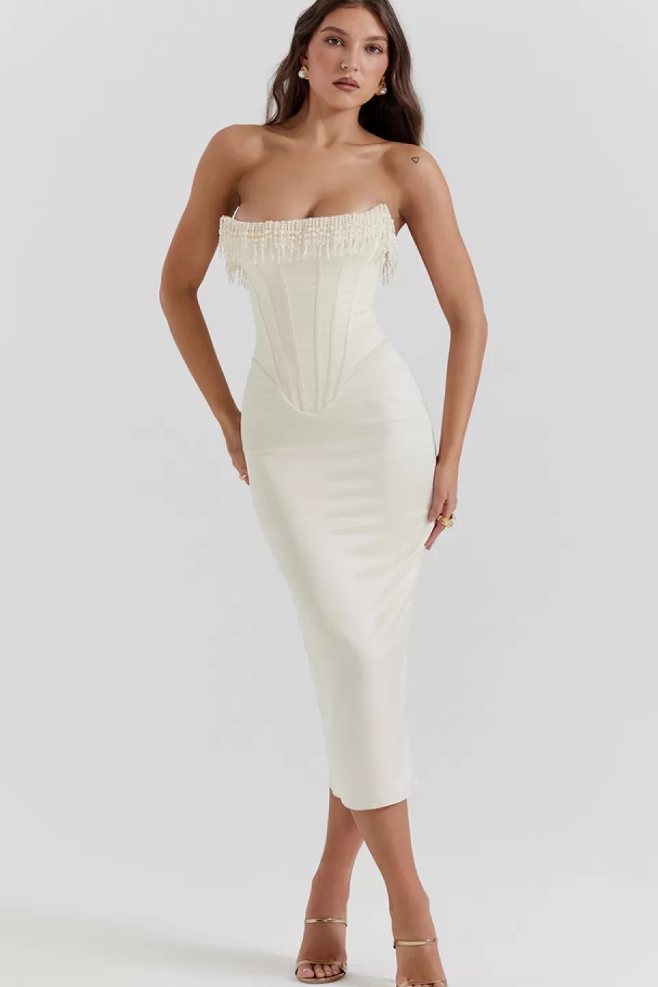 House of CB 'Nalita' Vintage Cream Embellished Strapless Dress Best