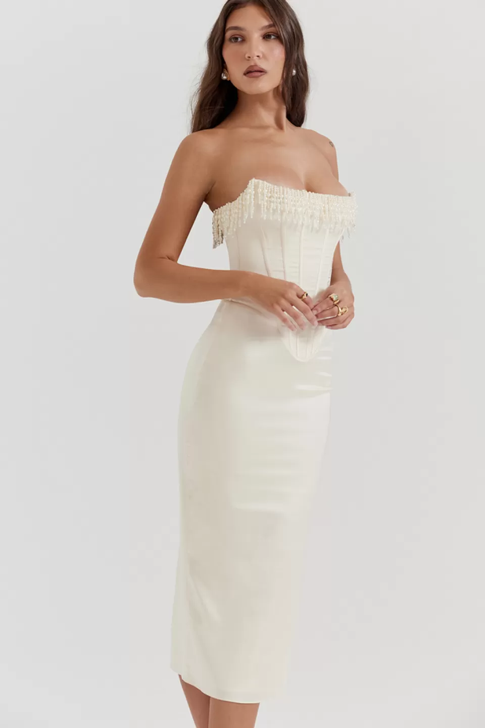 House of CB 'Nalita' Vintage Cream Embellished Strapless Dress Best