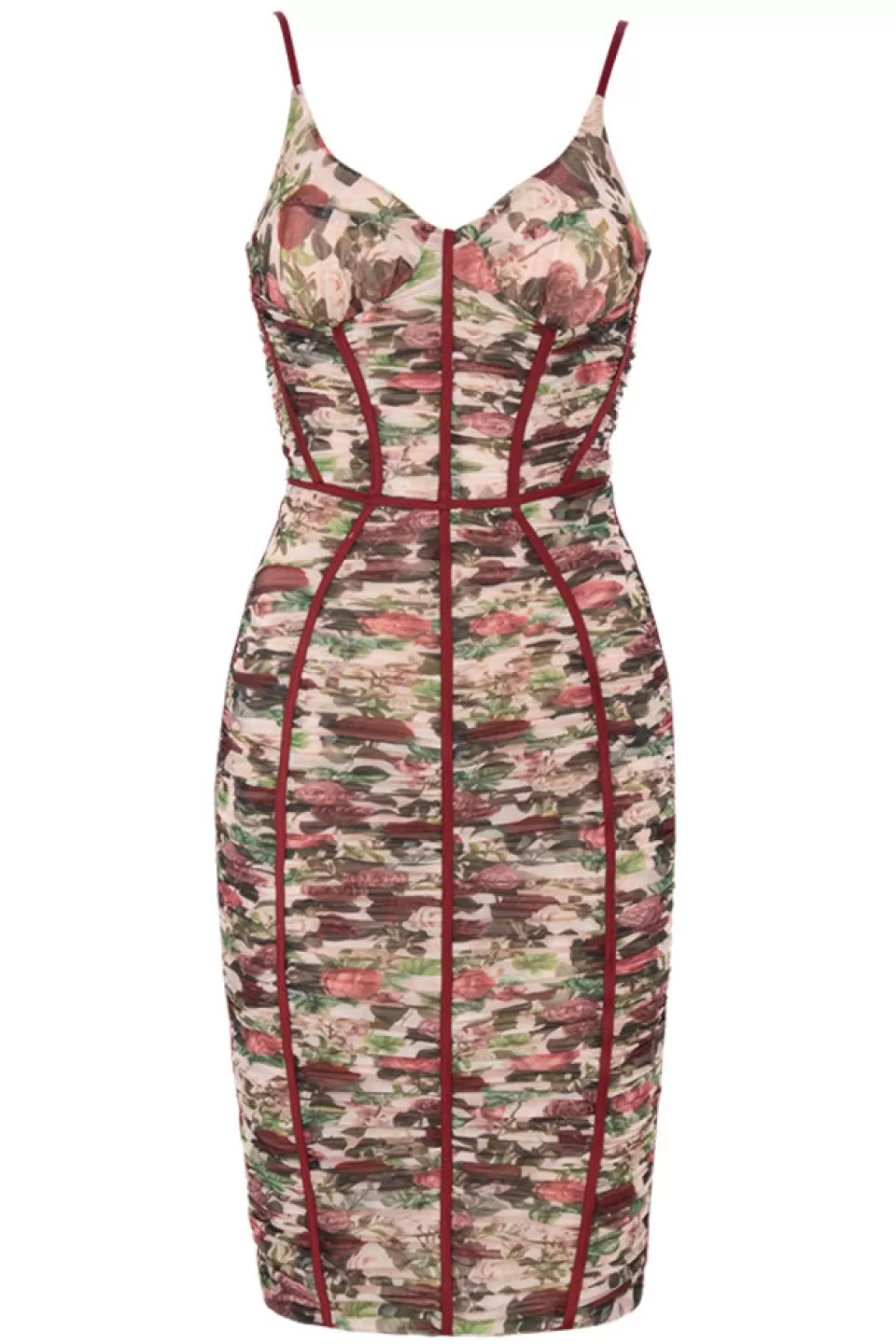 House of CB 'Sable' Vintage Floral Ruched Corset Dress Hot