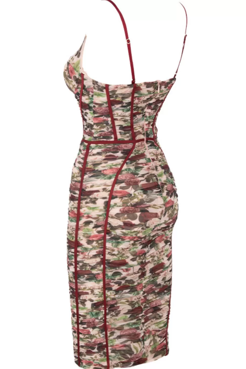 House of CB 'Sable' Vintage Floral Ruched Corset Dress Hot