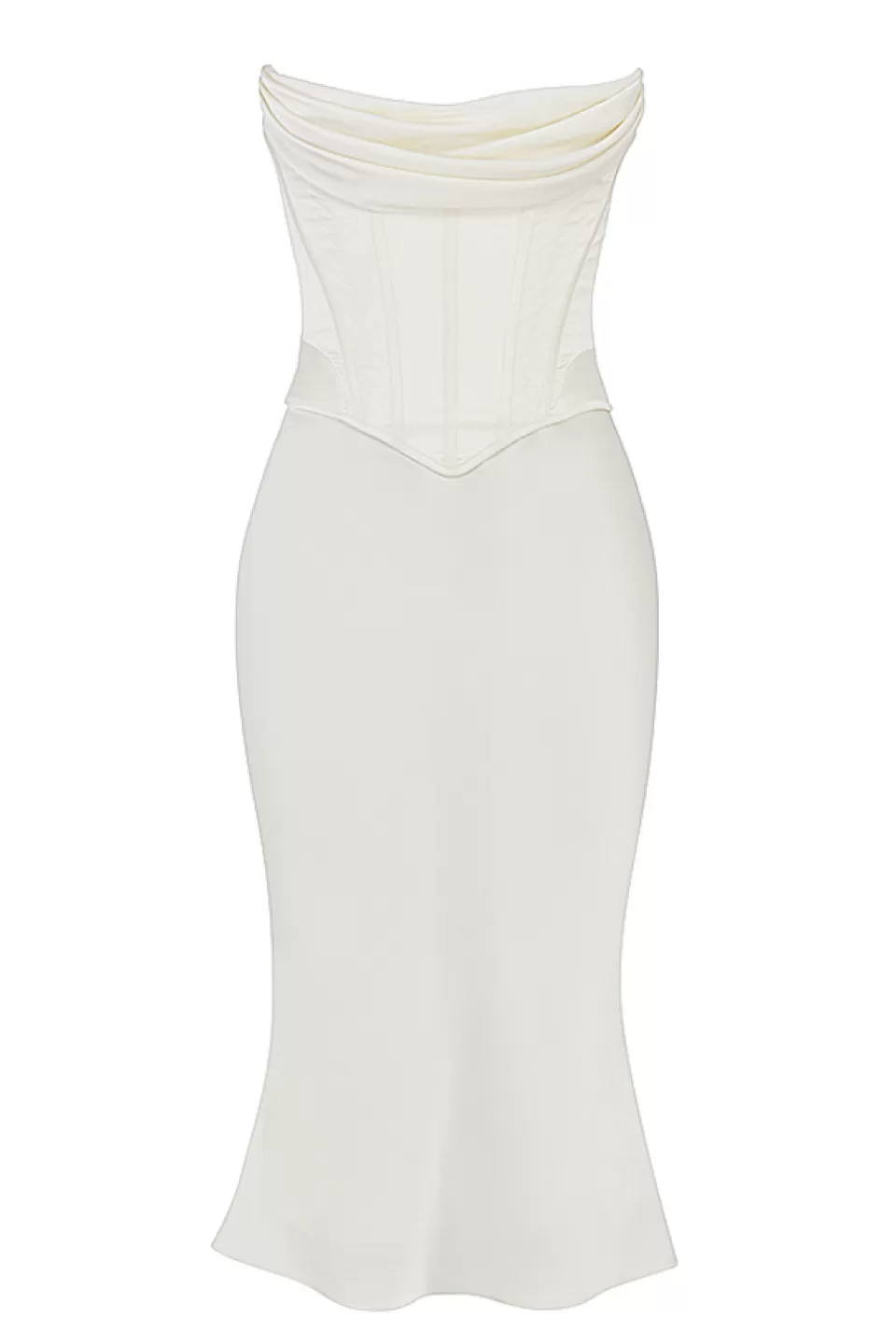 House of CB 'Sienna' Ivory Satin Strapless Corset Midi Dress Shop