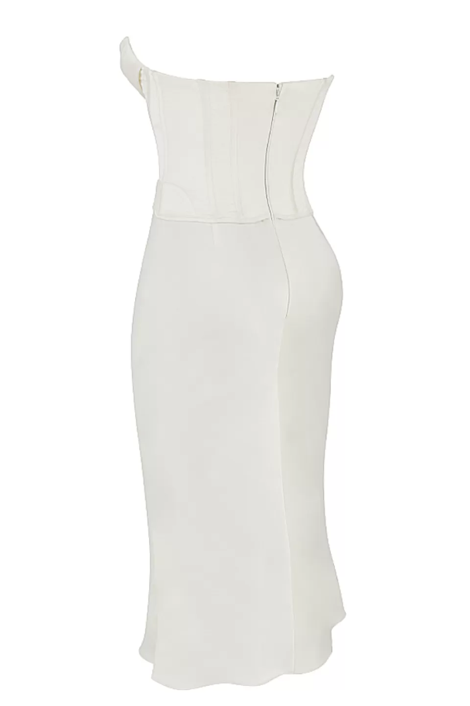 House of CB 'Sienna' Ivory Satin Strapless Corset Midi Dress Shop