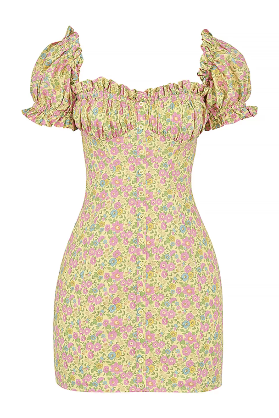 House of CB 'Tanaya' Vintage Floral Puff Sleeve Mini Dress Clearance