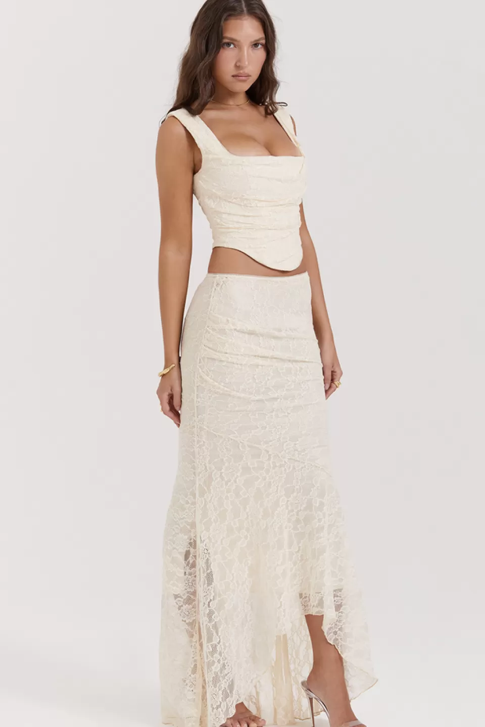 House of CB 'Therese' Vintage Cream Lace Maxi Skirt Online