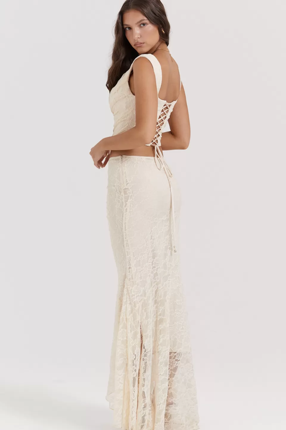 House of CB 'Therese' Vintage Cream Lace Maxi Skirt Online