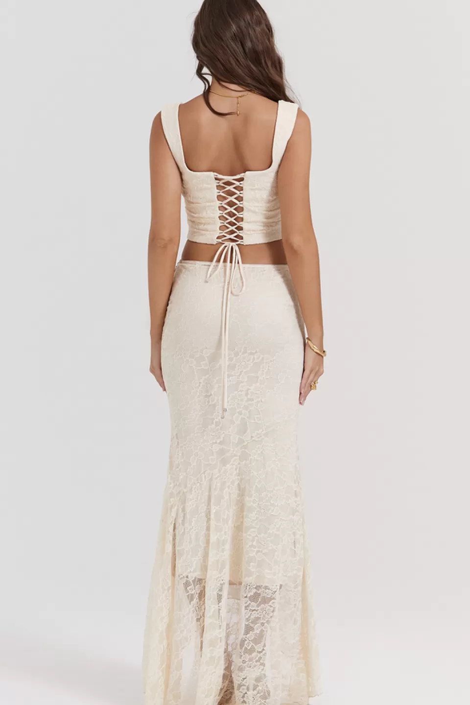 House of CB 'Therese' Vintage Cream Lace Maxi Skirt Online