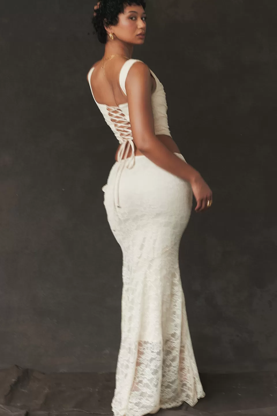 House of CB 'Therese' Vintage Cream Lace Maxi Skirt Online