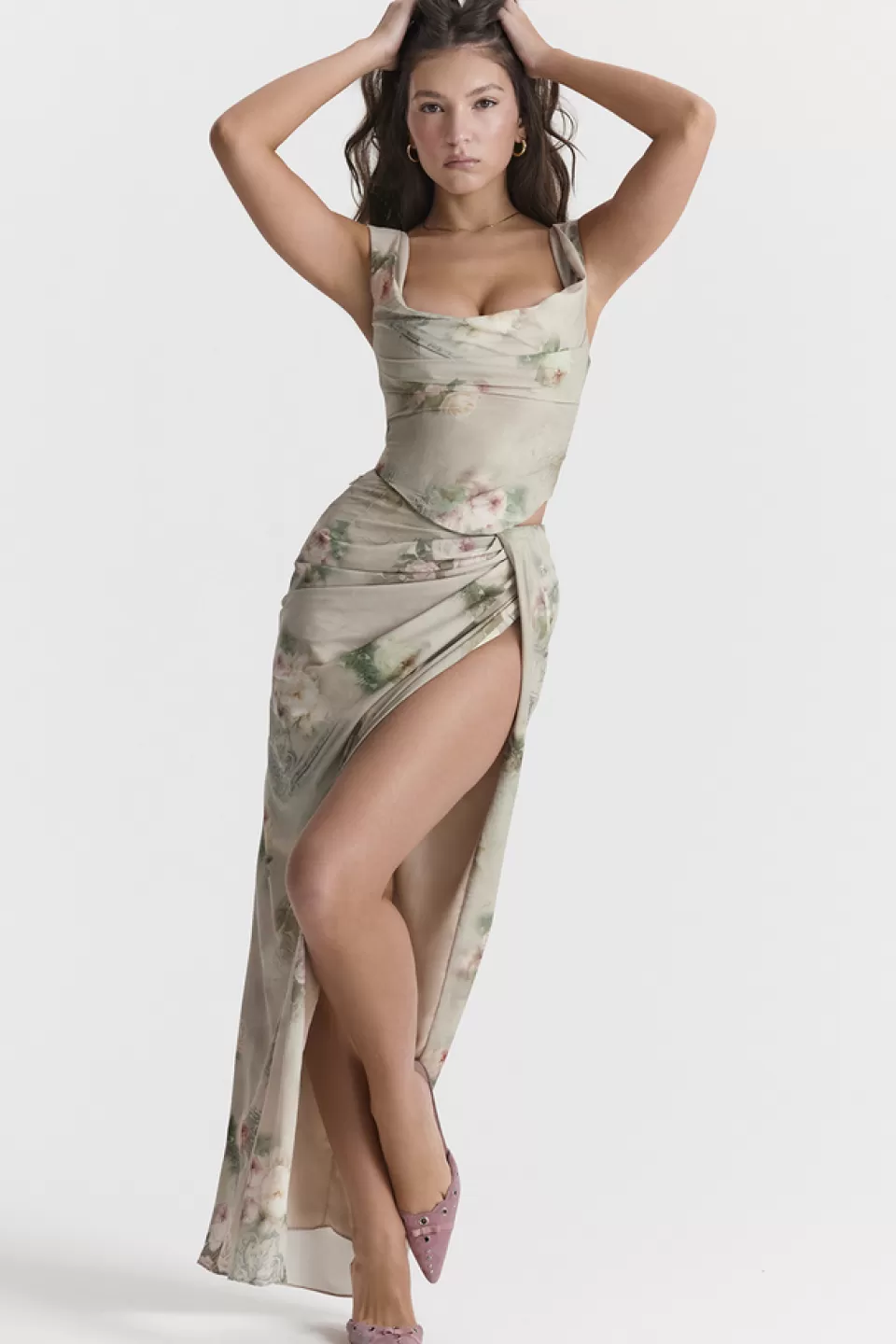 House of CB 'Vesper' Vintage Floral Maxi Skirt Outlet