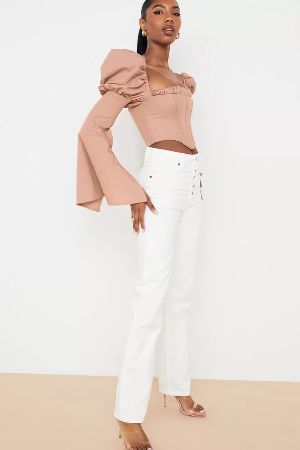House of CB 'Yara' White Vintage Fit High Waist Jeans Clearance