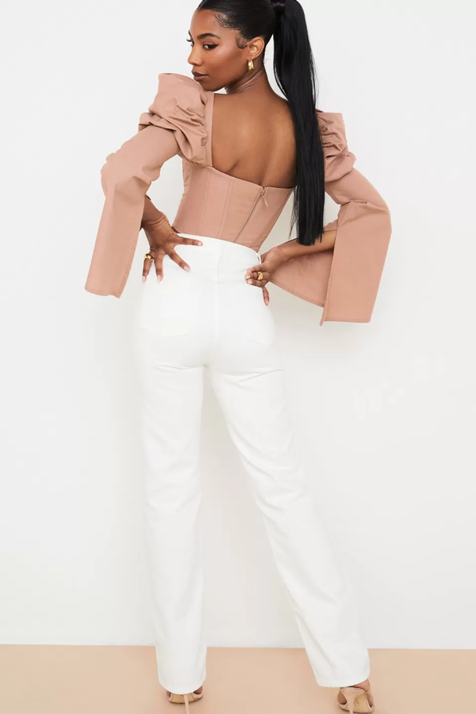 House of CB 'Yara' White Vintage Fit High Waist Jeans Clearance